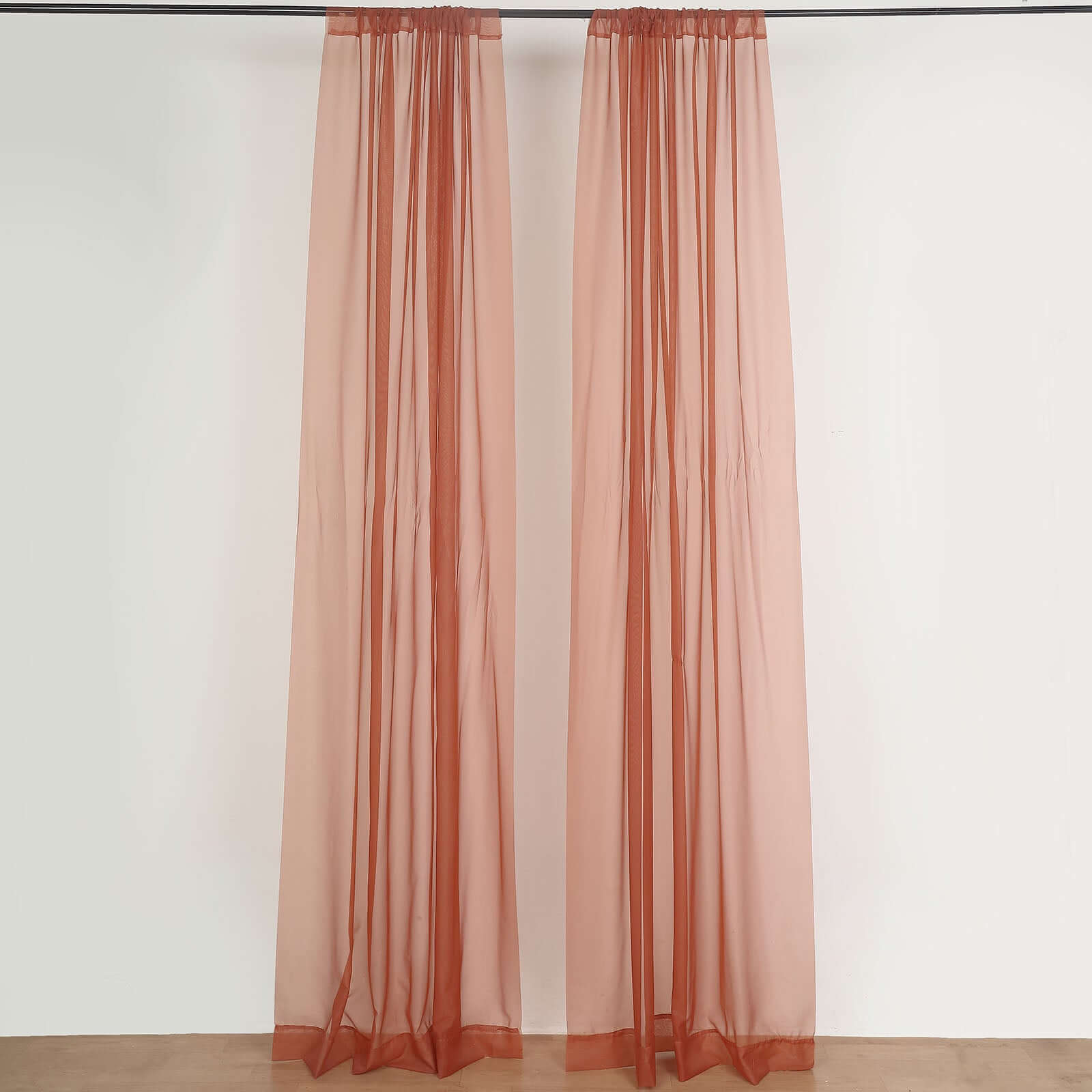 2 Pack Terracotta (Rust) Sheer Chiffon Event Curtain Drapes, Durable Flame Resistant Premium Organza Backdrop Event Panels With Rod Pockets - 10ftx10ft