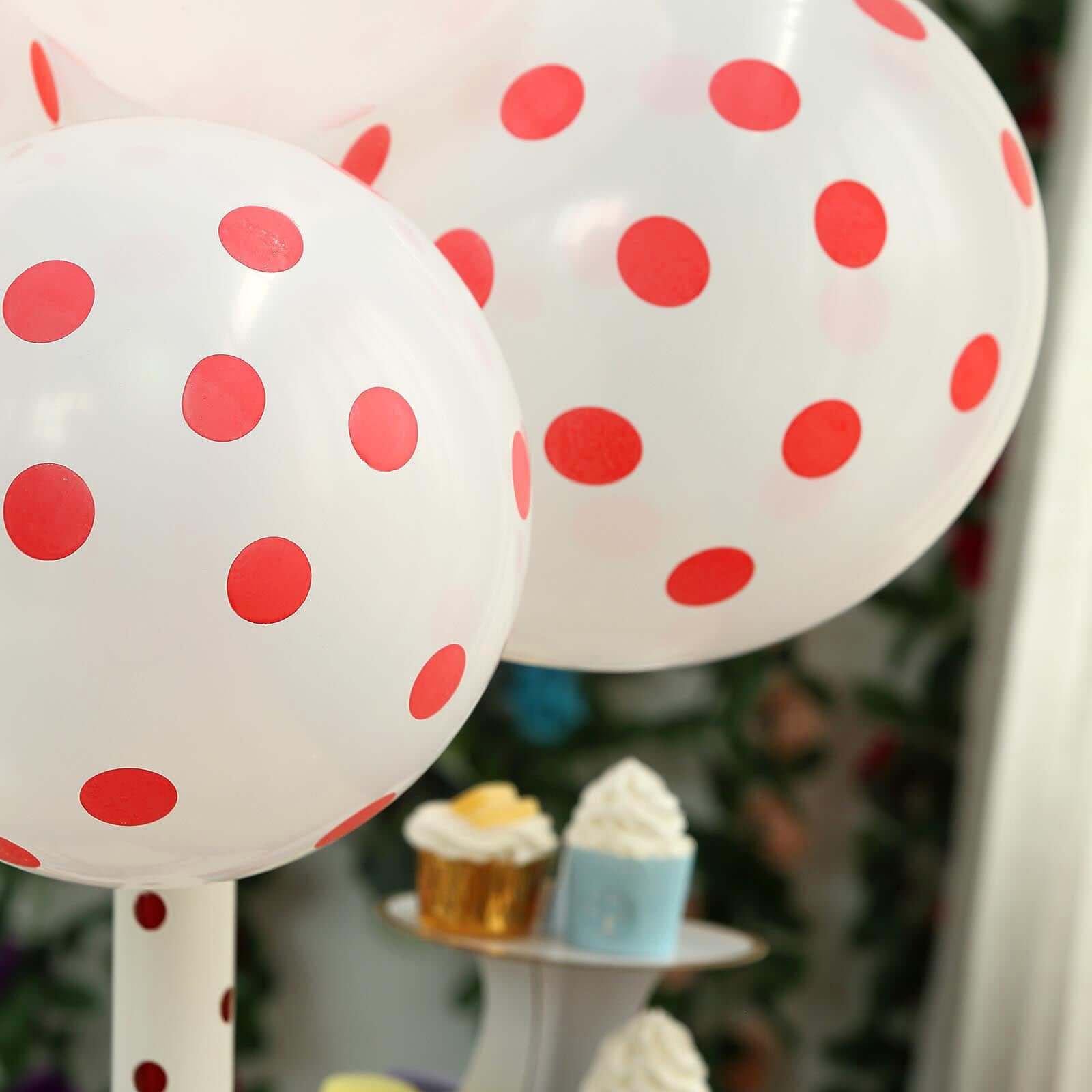 25 Pack 12" Hot Pink and White Fun Polka Dot Latex Party Balloons