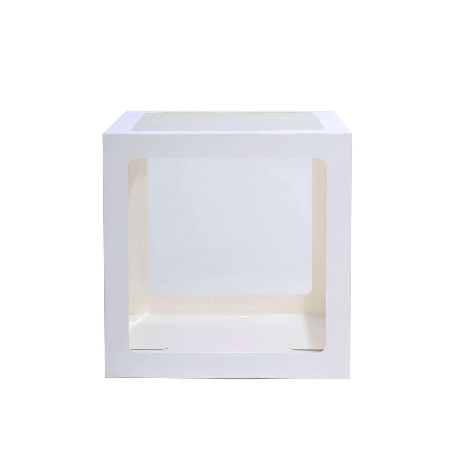 2 Pack 12" White Clear Baby Shower Party Decoration Boxes, Transparent DIY Balloon Boxes