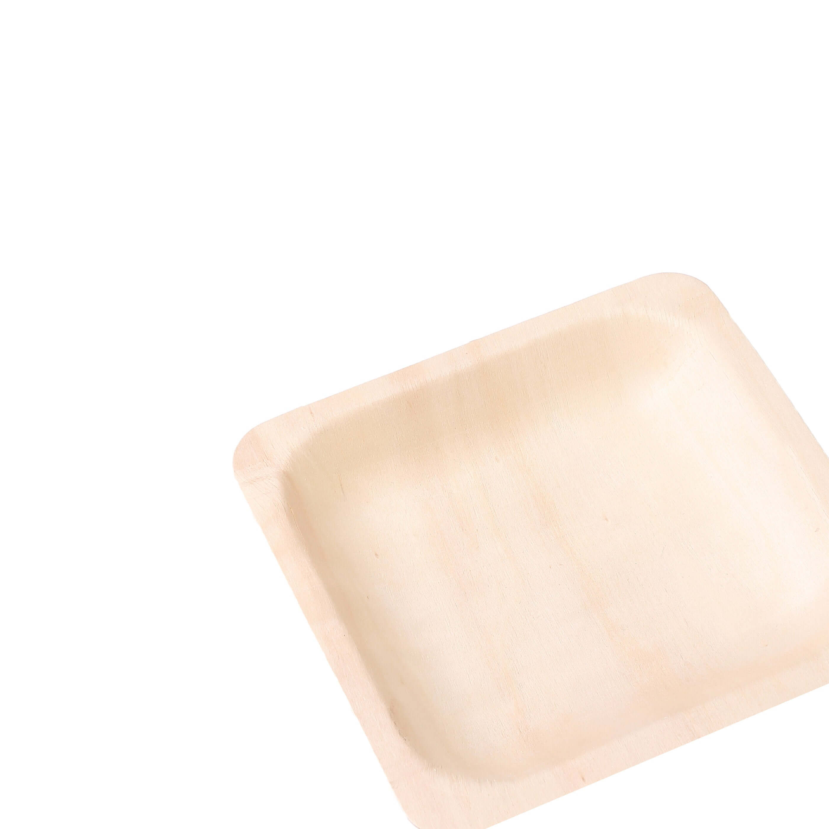 25 Pack 6" Square Eco Friendly Birchwood Wooden Dessert, Appetizer Plates