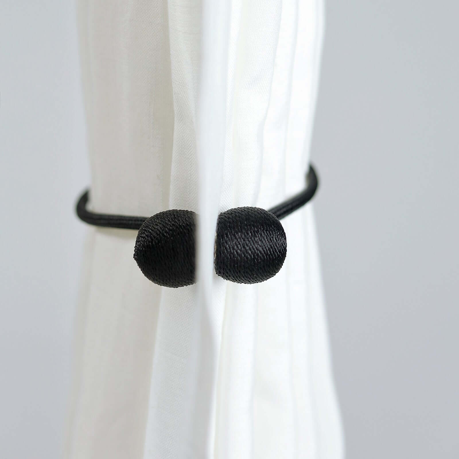 2 Pack Black Magnetic Curtain Tie Backs For Window Drapes and Backdrop Panels