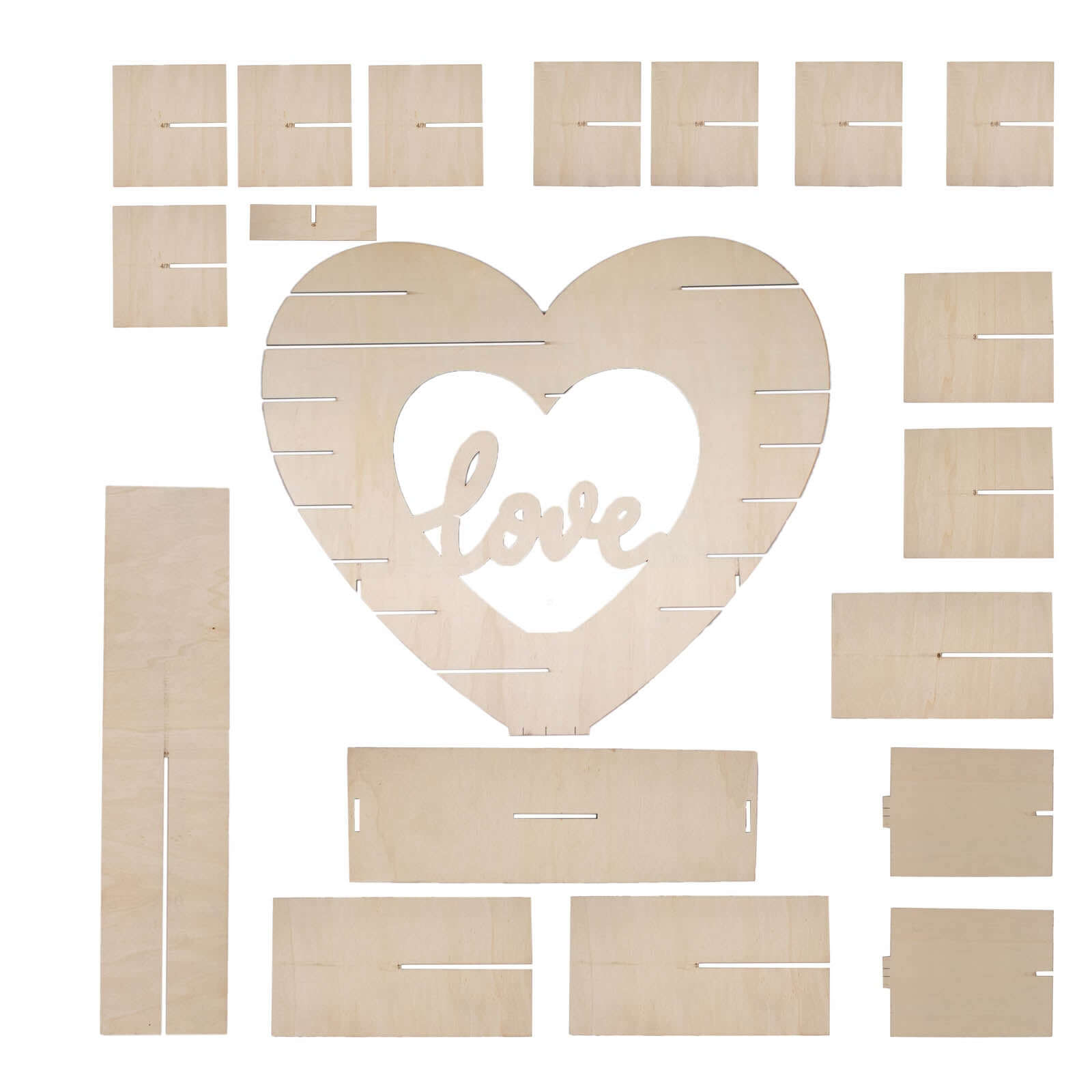 8-Layer Wooden Dessert Display Stand Heart Shaped Double Sided Design Natural - "Love" Cupcake Shelf Table Rack 26"