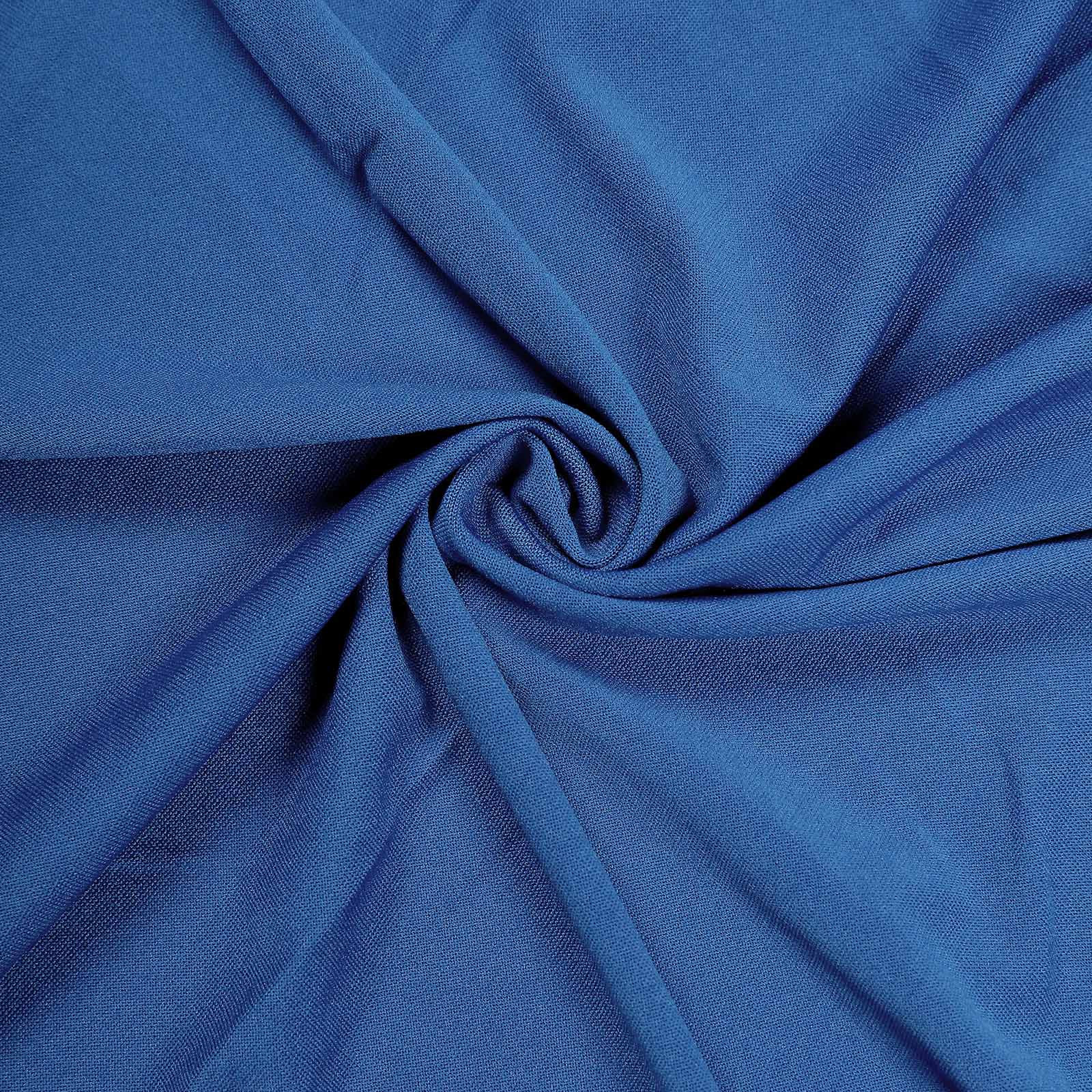 Spandex 32" Round Cocktail Table Cover Skirt Royal Blue With Natural Wavy Drapes