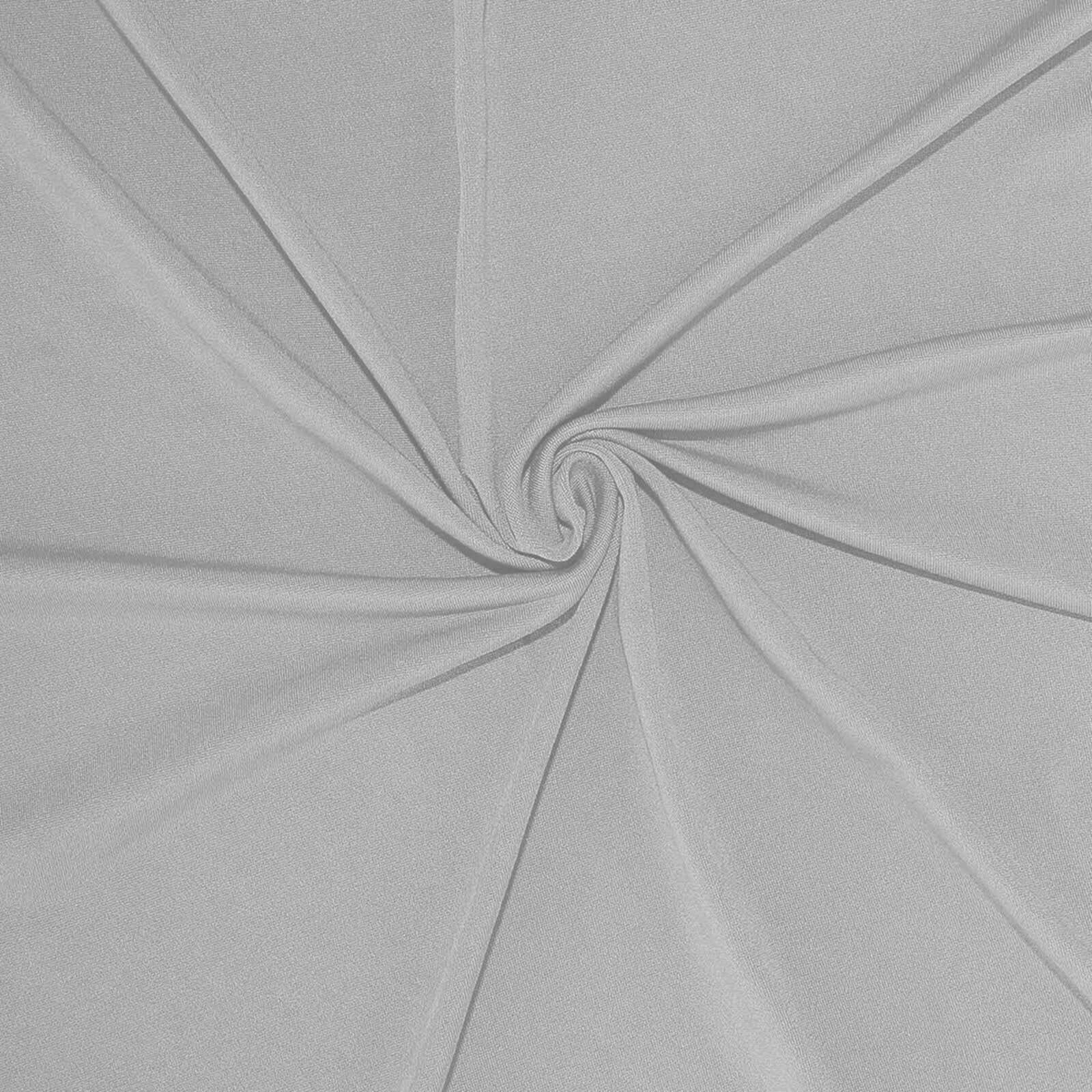 Stretch Spandex 6ft Rectangle Tablecloth Silver - Durable Form-Fitting Table Cover