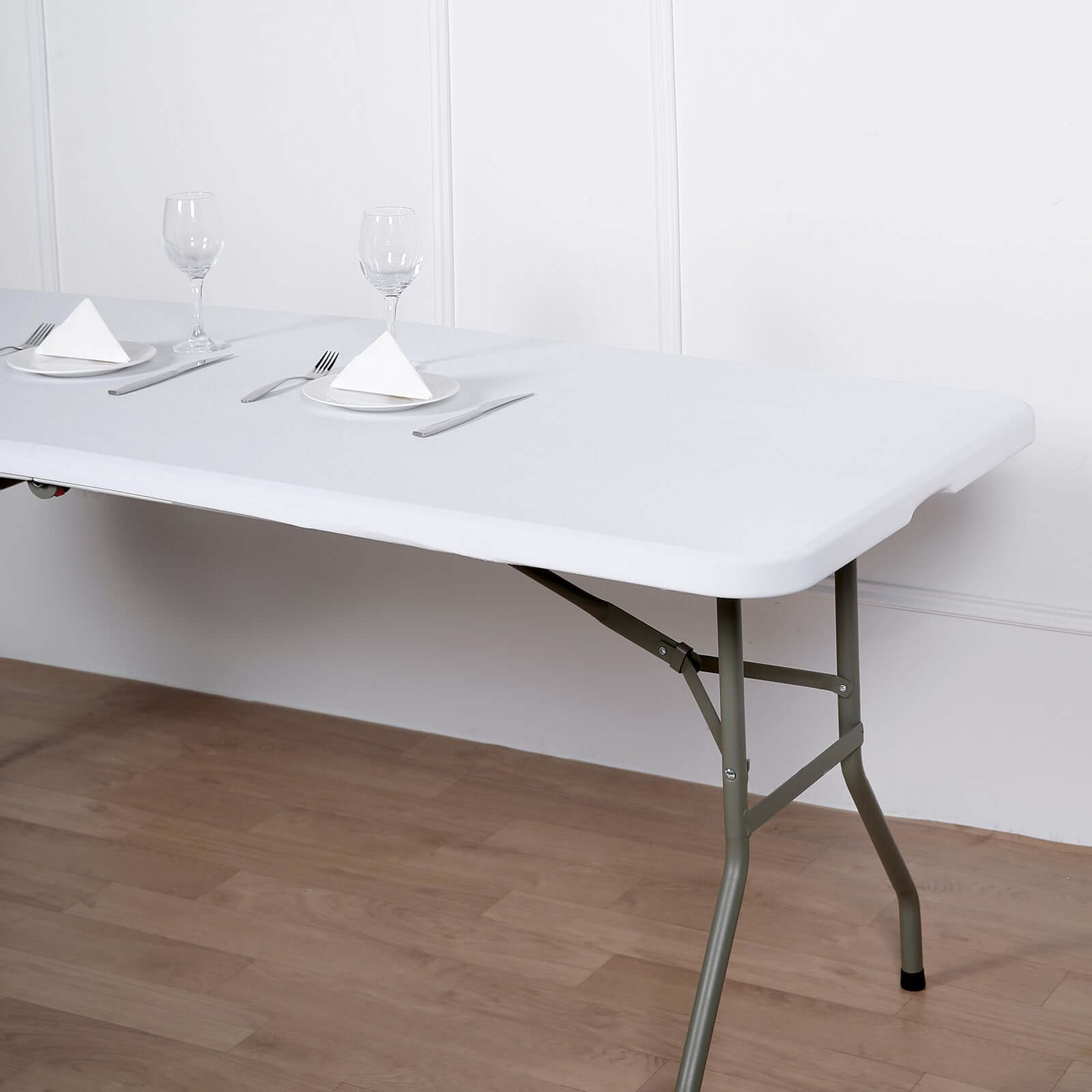 Stretch Spandex 72"x30" Rectangle Tablecloth Top Cover White - Sleek & Durable Fitted Table Topper Cap