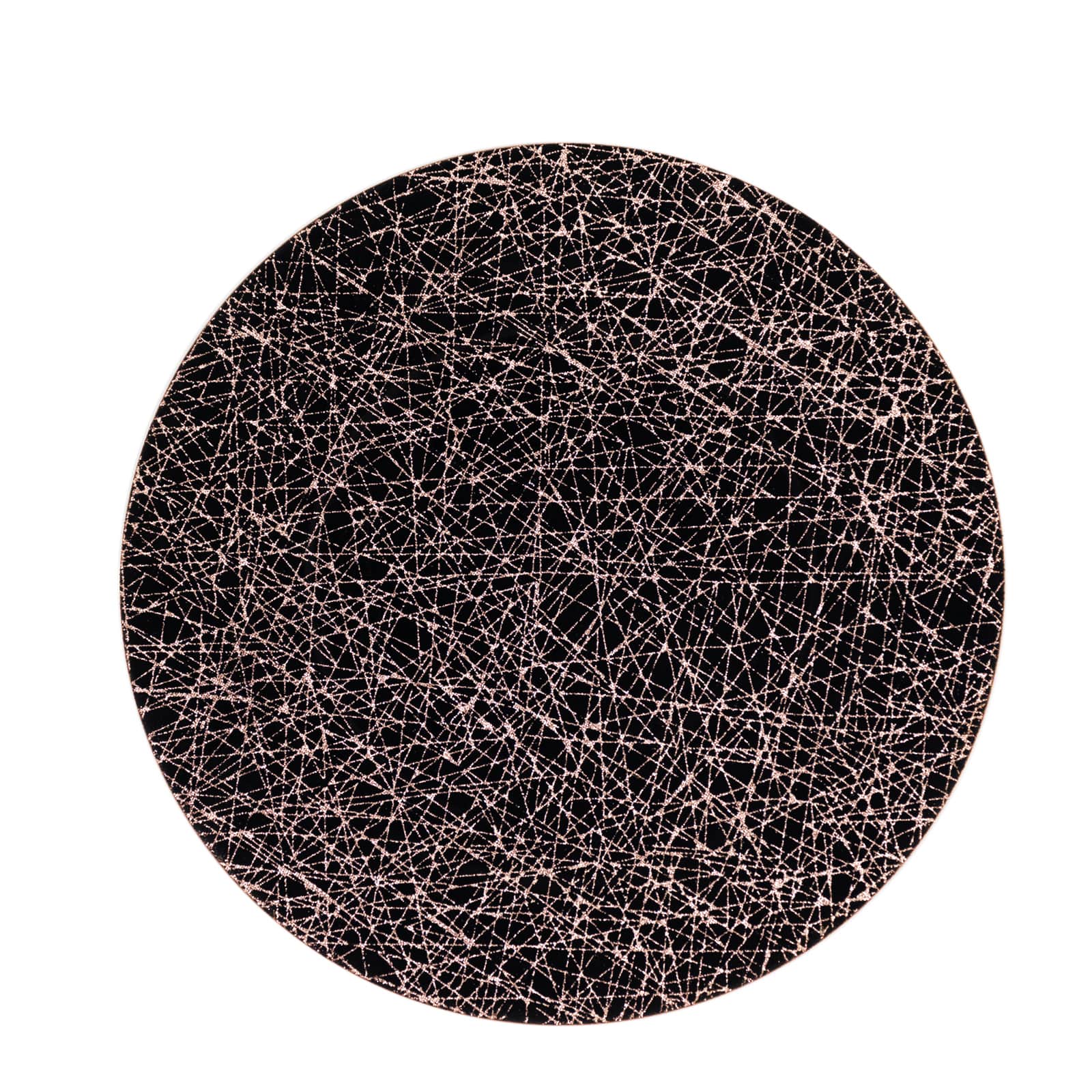 6-Pack Acrylic Round Charger Plates 13" in Black with Gold Glitter Abstract Lines Pattern, Decorative Dinner Party Charger Tableware
