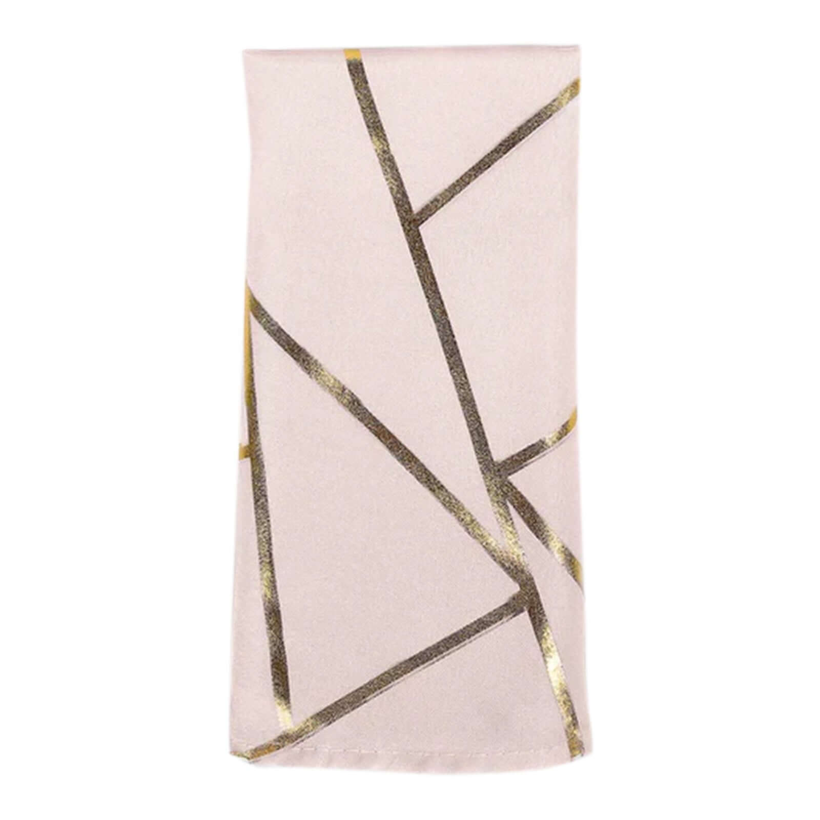 5 Pack Modern Blush and Geometric Gold Cloth Dinner Napkins 20"x20"