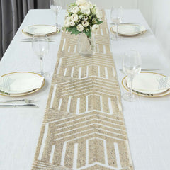 Sequin 12"x108" Table Runner Champagne - Diamond Glitz Design