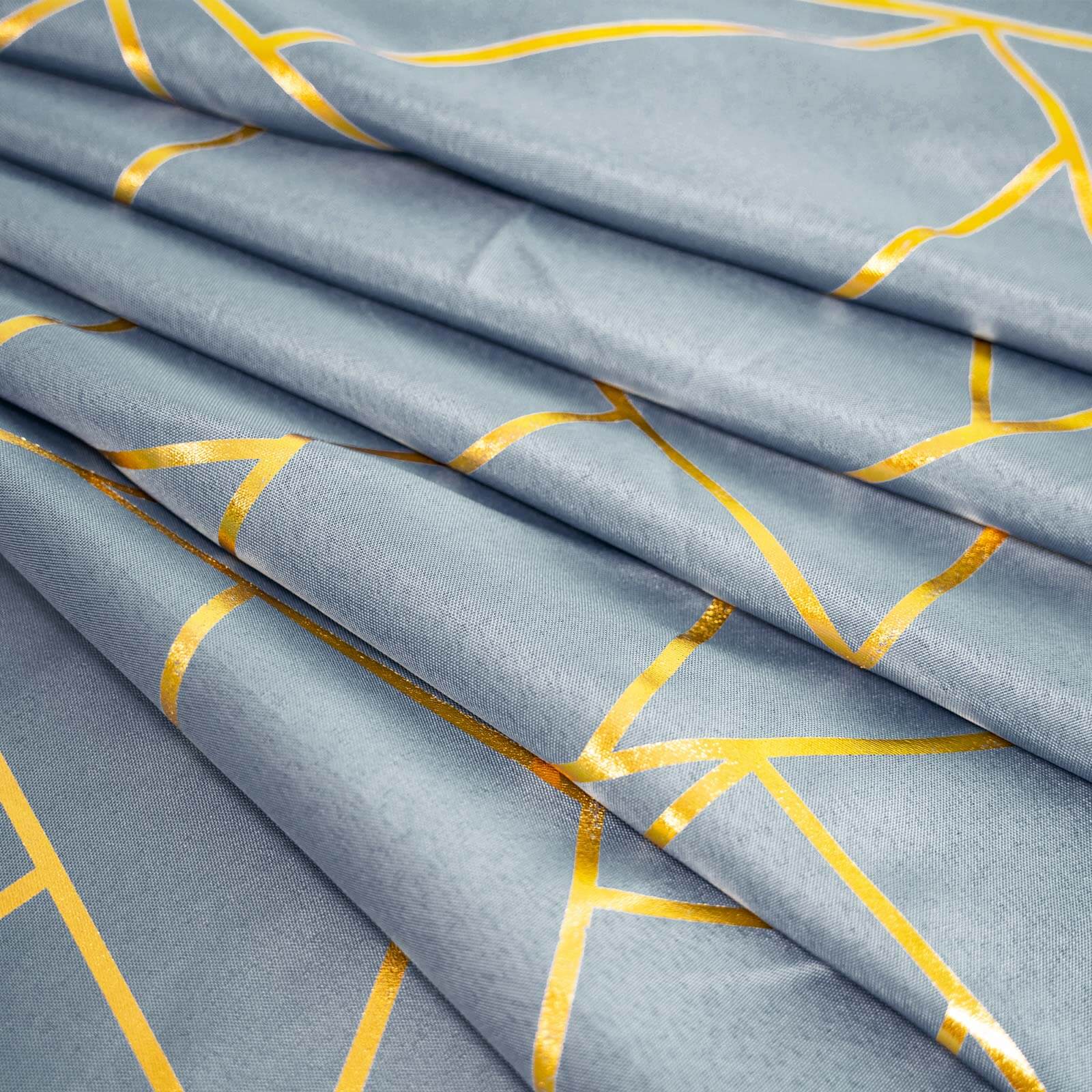 Polyester 120" Round Tablecloth Dusty with Gold Foil Geometric Pattern Wrinkle-Resistant Seamless Table Cover