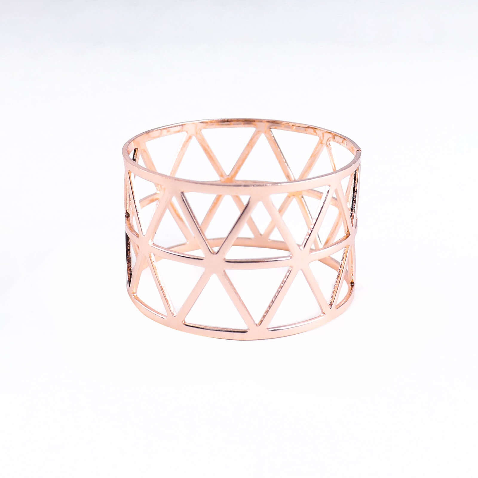 5 Pack Metallic Blush Rose Gold Geometric Napkin Rings, Paper Napkin Holders