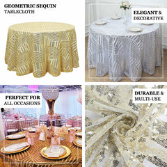 Sequin 120" Round Tablecloth Rose Gold - Seamless Diamond Glitz Table Cover