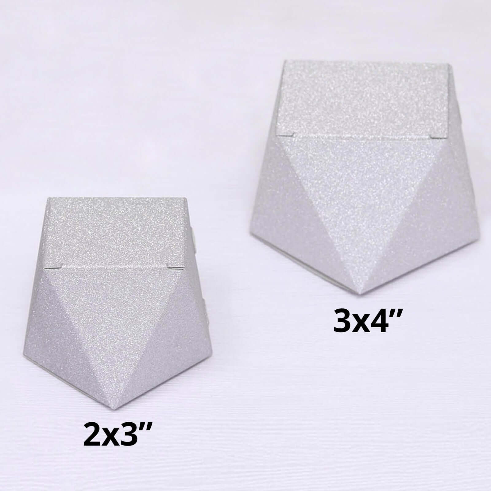 25 Pack 3"x4" DIY Silver Glittered Geometric Wedding Favor Gift Box