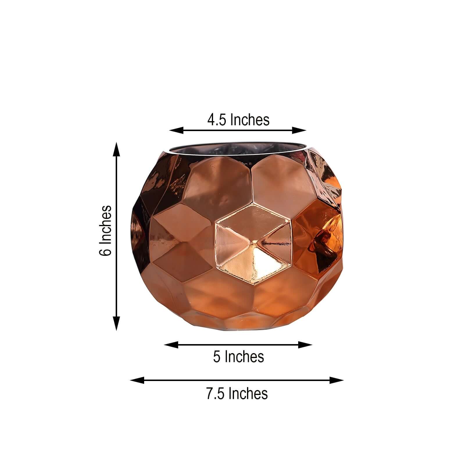 2-Pack Mercury Glass Vases Honeycomb Design Rose Gold - Stylish Geometric Wedding Centerpieces 6"