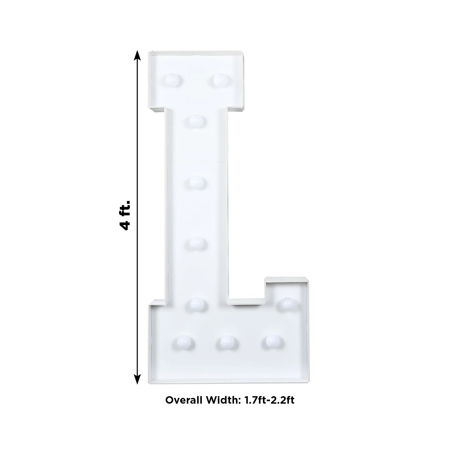 Giant LED Marquee Light Up Letter "L", White 4ft Pre-Cut Foam Board with 10 Warm White Battery Operated LEDs, Glue Gun and Sticks