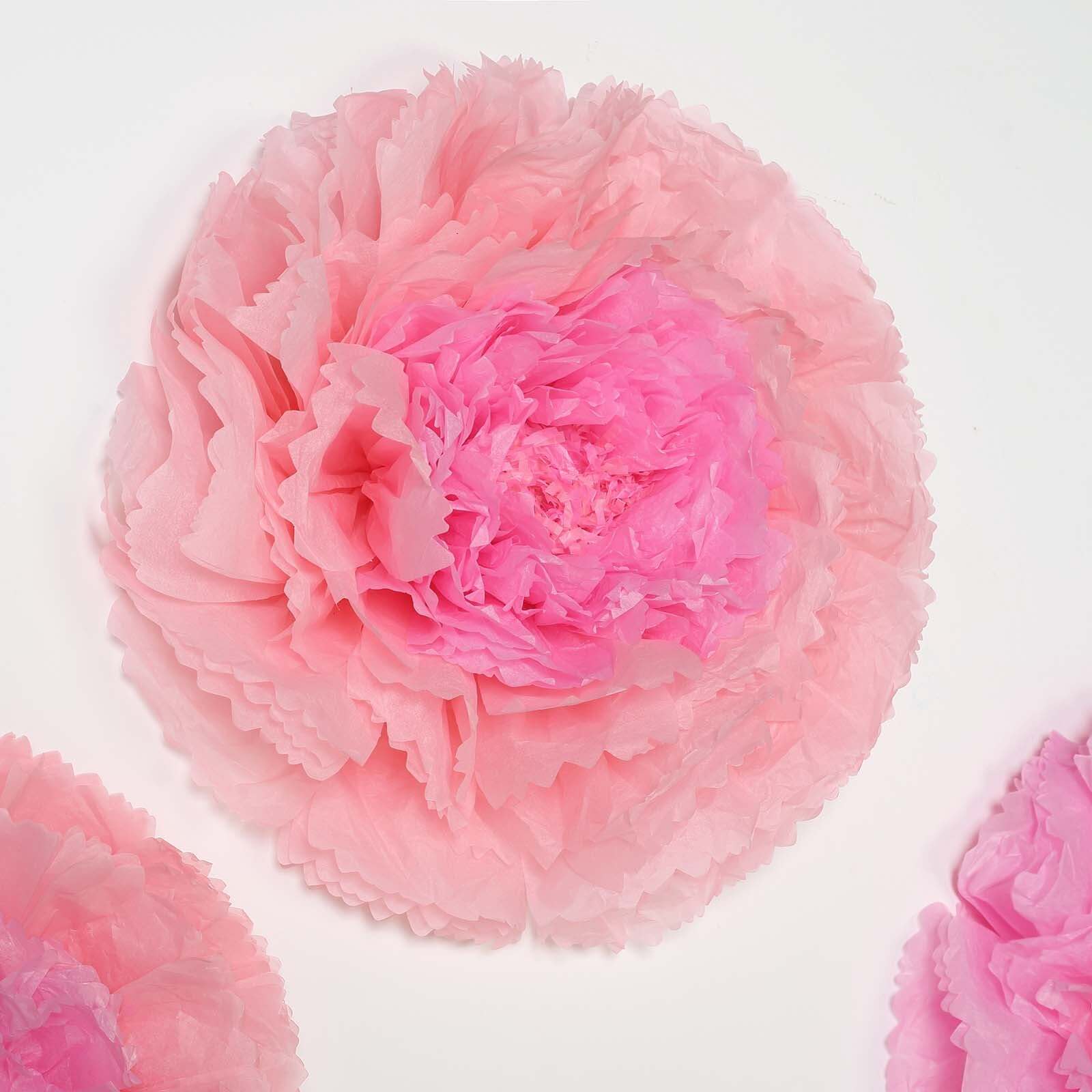 Set of 6 Blush Pink Giant Carnation 3D Paper Flowers Wall Decor - 12",16",20"