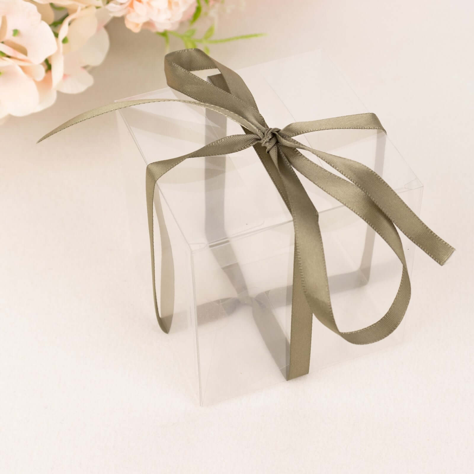 100 Yards 3 8" Dusty Sage Green Single Face Decorative Satin Ribbon