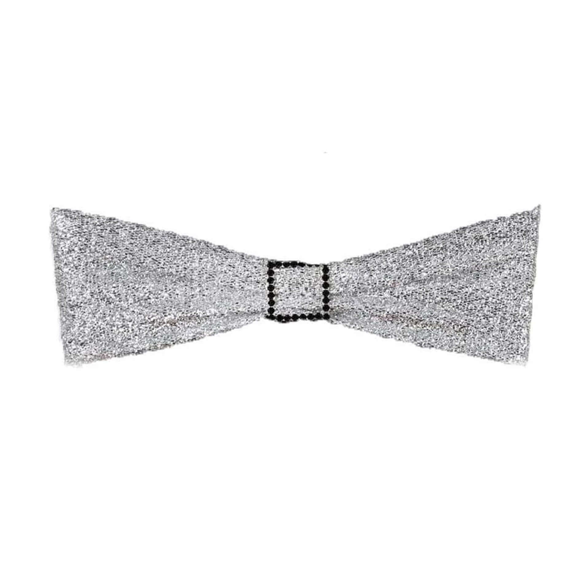 5 Pack Metallic Shimmer Tinsel Spandex Chair Sashes Silver - Durable and Reusable Stretch Chair Bands