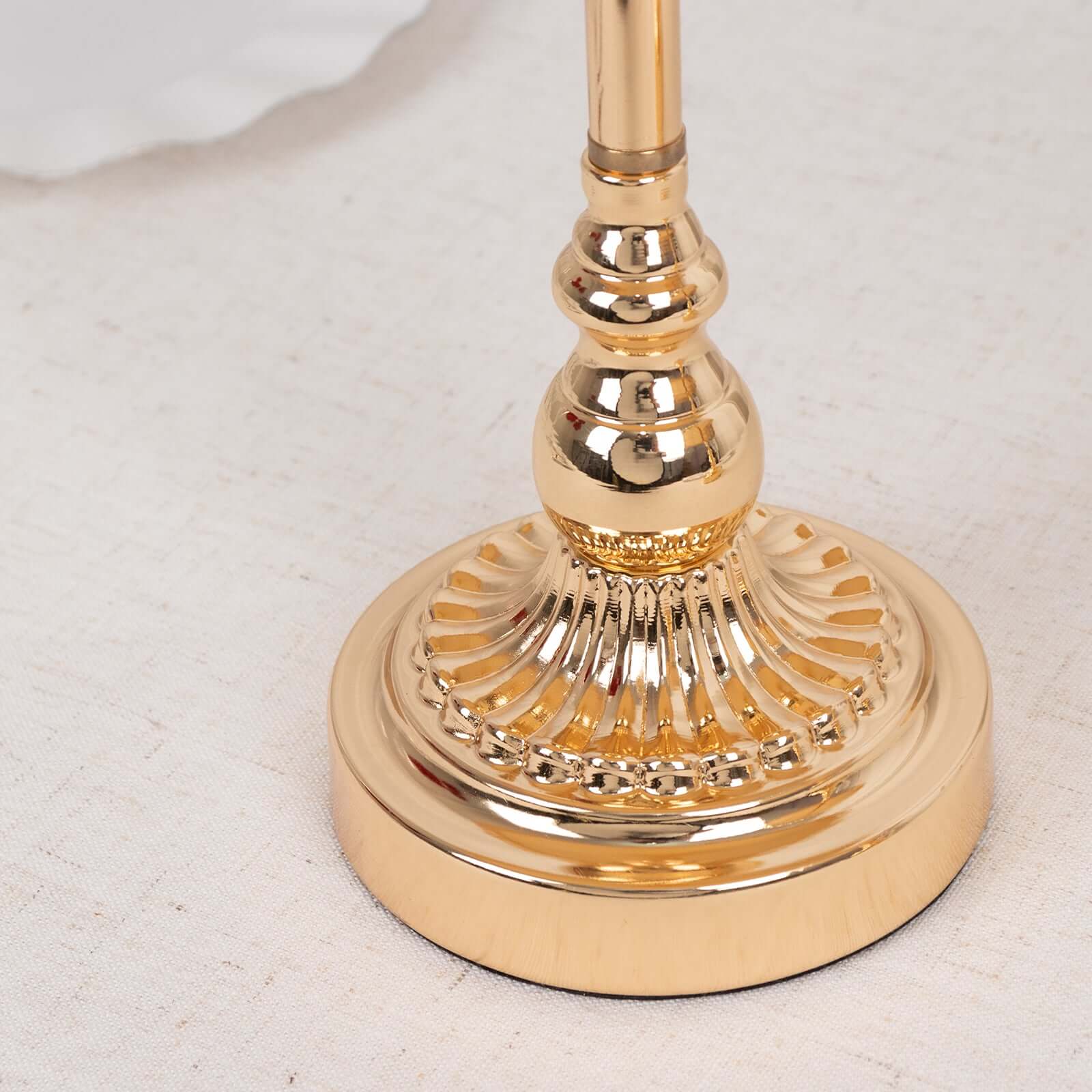 Set of 2 Pedestal Cake Stands Round Design with Mirror Top Gold - Crystal Beaded Cupcake Dessert Display Metal 11", 13"