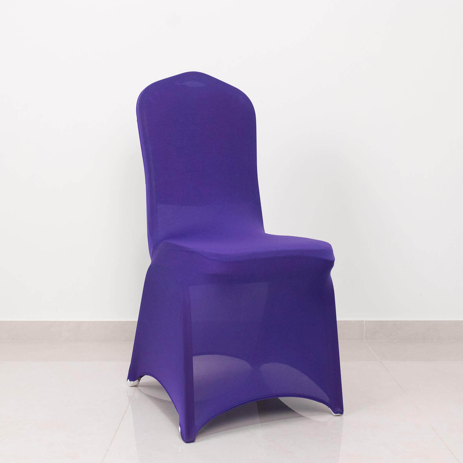 Spandex Chair Cover with Purple Rhinestone Buckled Sash Band Blush - Stretch Fitted Slipcover