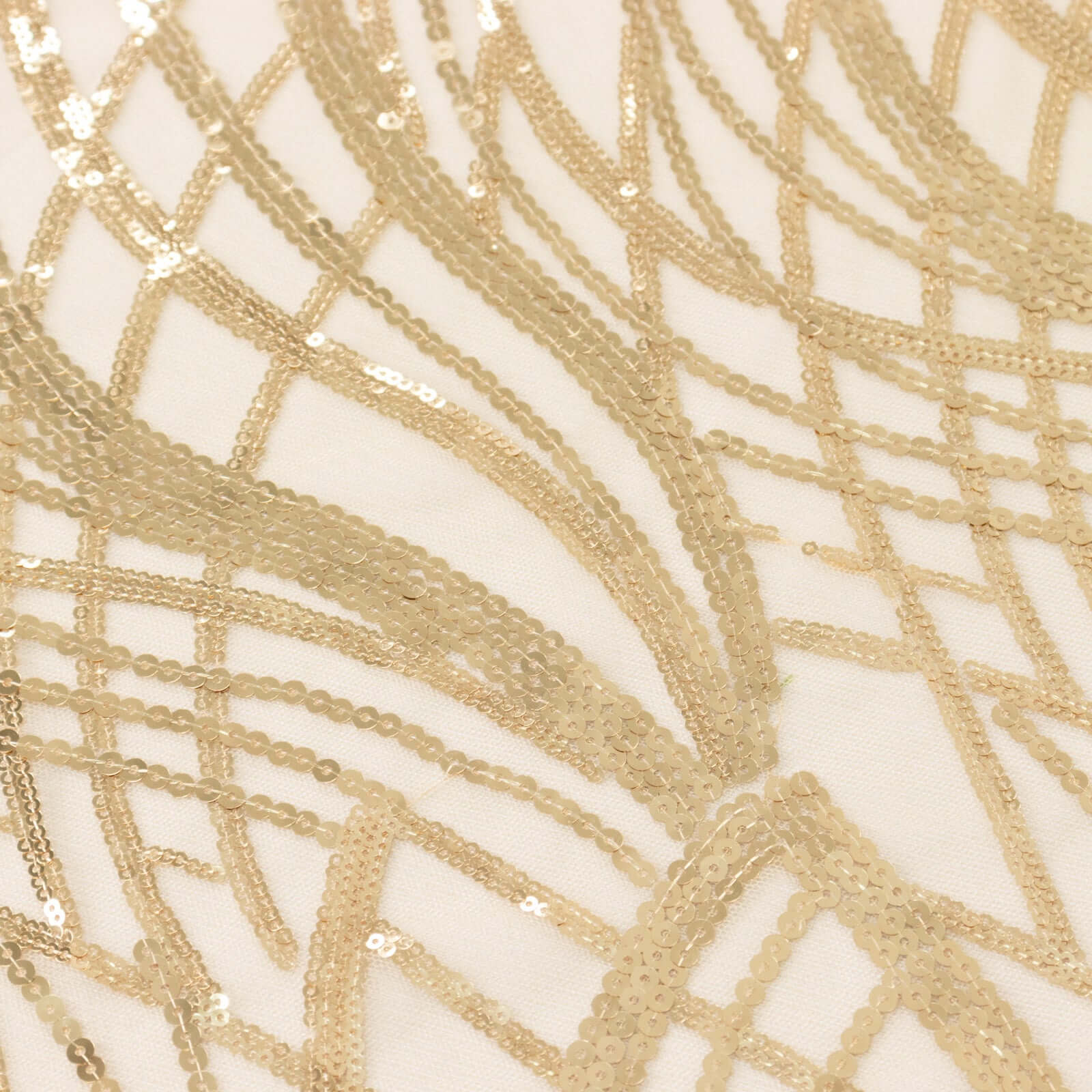 Mesh 72"x72" Table Overlay Square Tablecloth Champagne - Wave Embroidered Sequins Table Topper