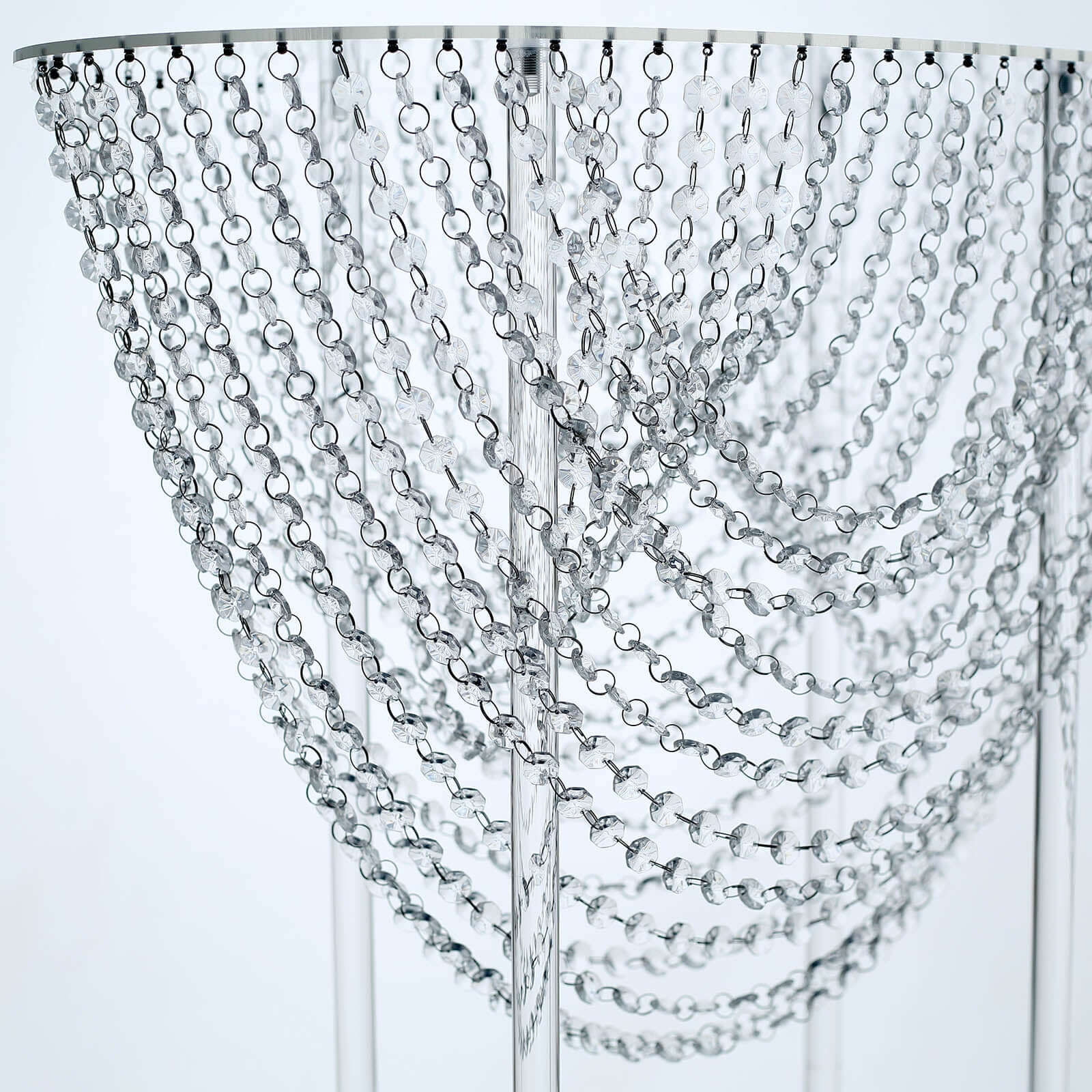 Acrylic Wedding Bouquet Pillar Centerpiece Crystal Chandelier Design - Large Flower Arrangement Table Stand 32"