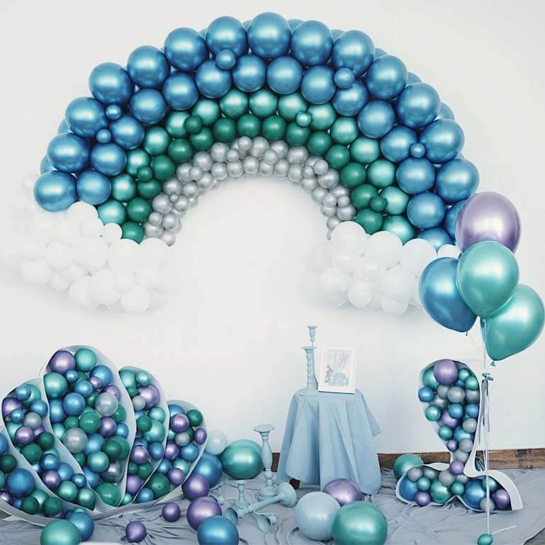 25 Pack 12" Metallic Chrome Purple Latex Helium Air Party Balloons