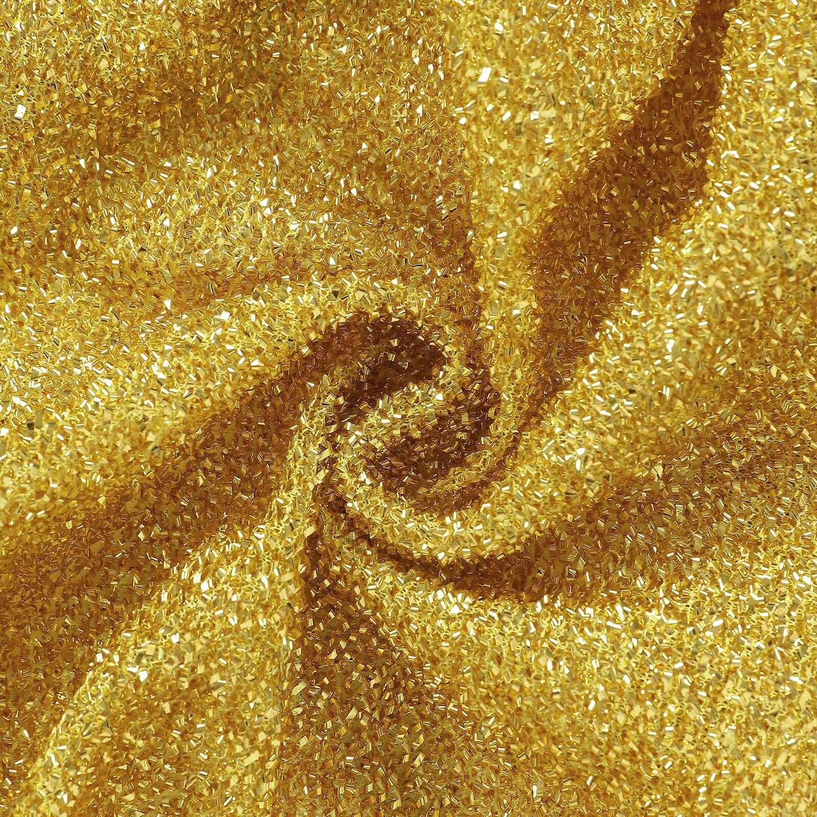 7ft Gold Shimmer Tinsel Spandex Chiara Backdrop Stand Cover For Fitted Round Top Wedding Arch