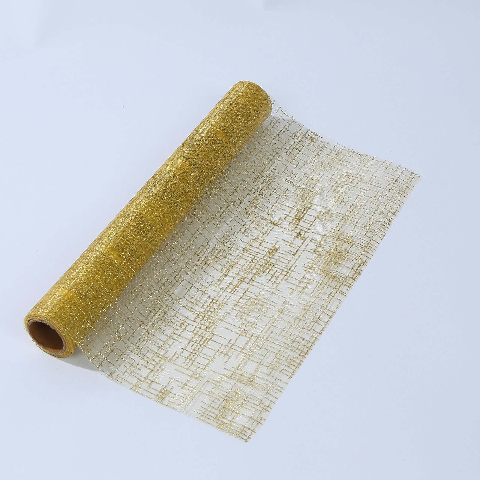 Mesh 11"x108" Table Runner Metallic Gold - Glitter Design for Convenient Event Decoration