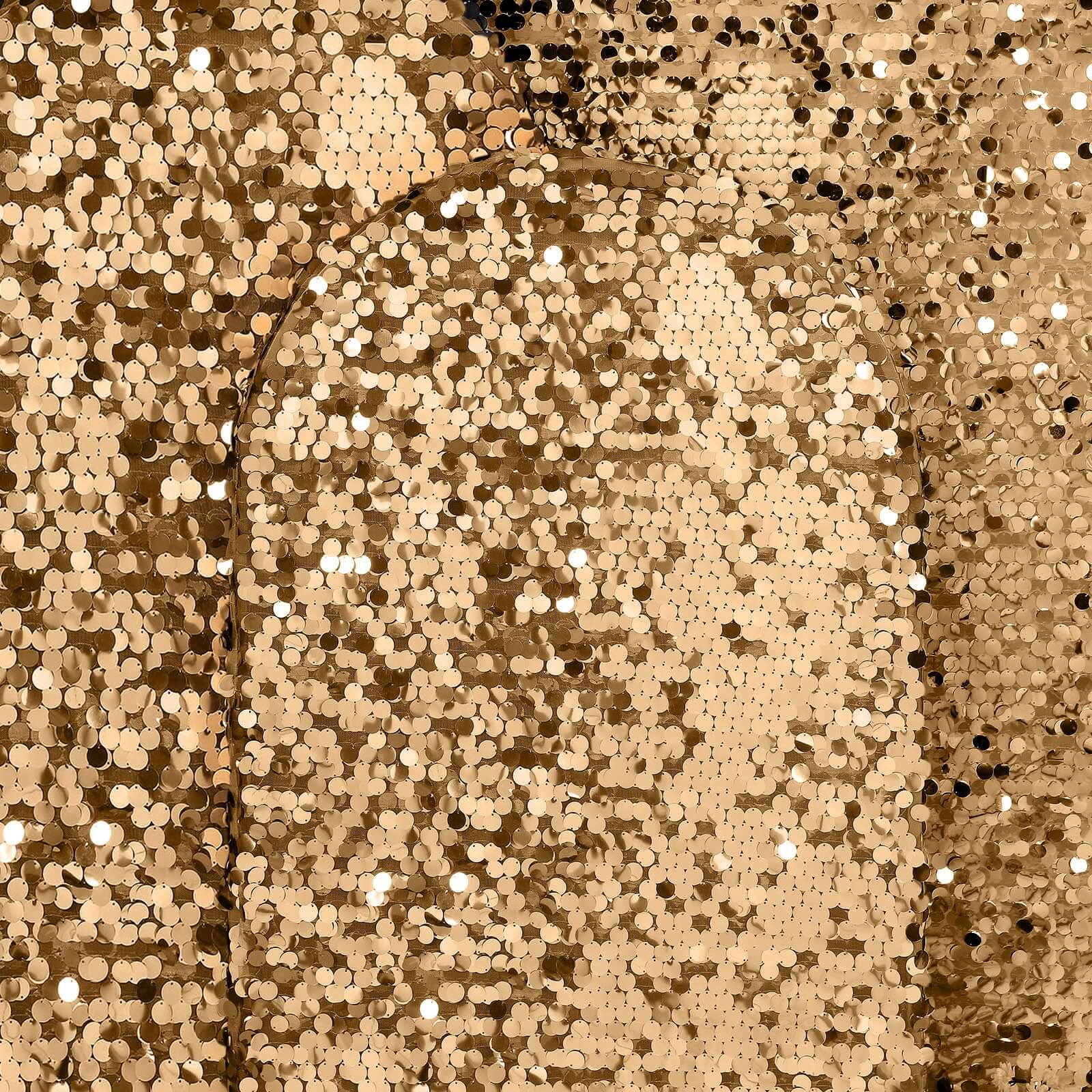 5ft Sparkly Gold Double Sided Big Payette Sequin Chiara Backdrop Stand Cover For Fitted Round Top Wedding Arch