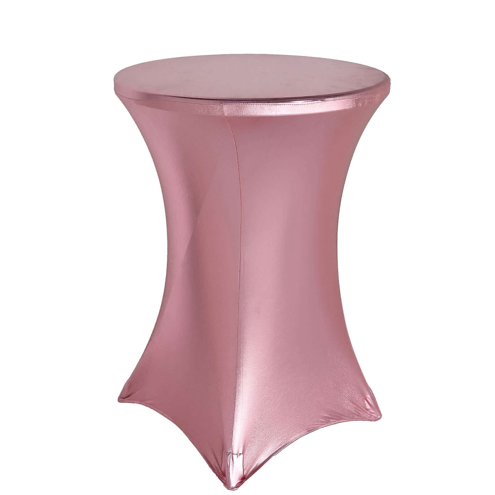 Metallic Spandex 32" Fitted Round Cocktail Table Cover Rose Gold Highboy Tablecloth - Stretch Fit & Water-Resistant