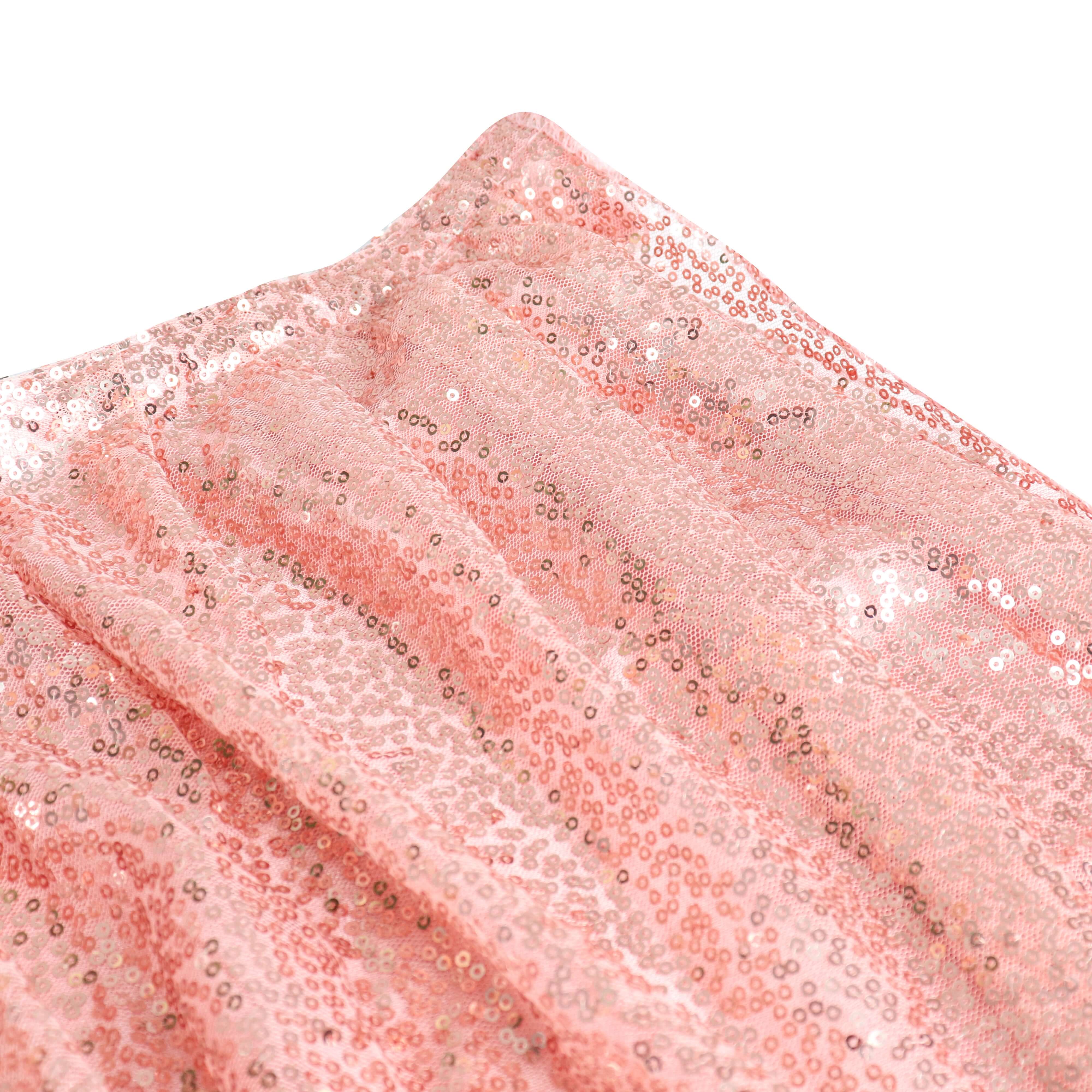 Sequin 17ft Table Skirt Rose Gold - Pleated Satin With Top Velcro Strip