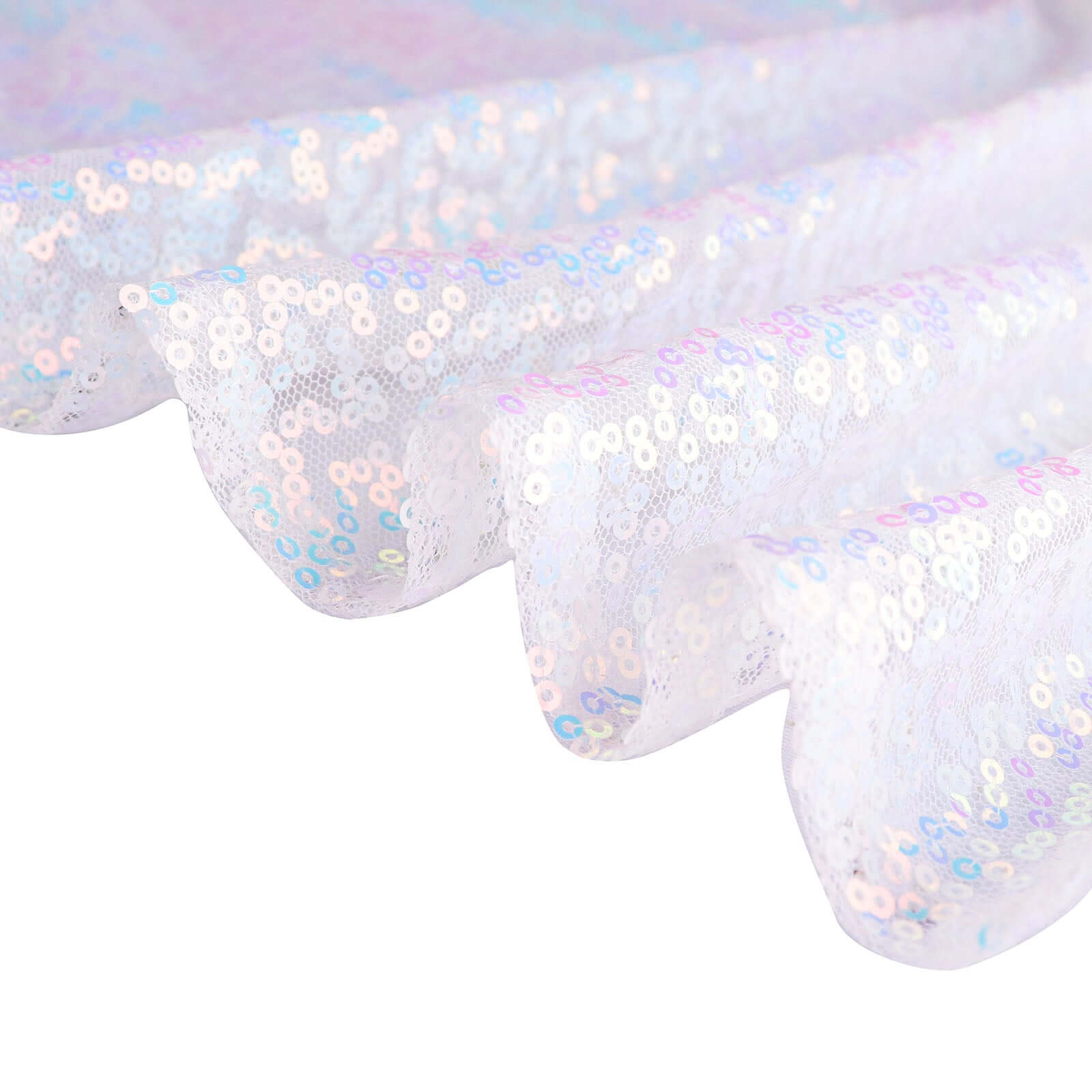 Sequin 132" Round Tablecloth Iridescent Blue - Seamless Dazzling Table Cover