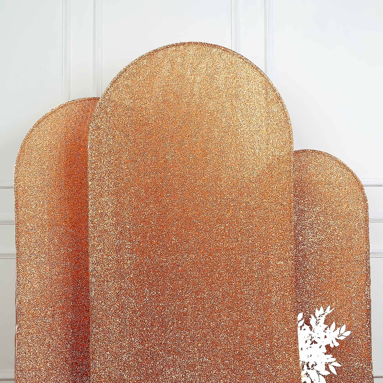 7ft Antique Gold Shimmer Tinsel Spandex Chiara Backdrop Stand Cover For Fitted Round Top Wedding Arch