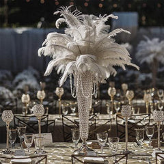 3-Pack Crystal Beaded Trumpet Vase Set Silver - Table Centerpiece for Stylish Decor 22"