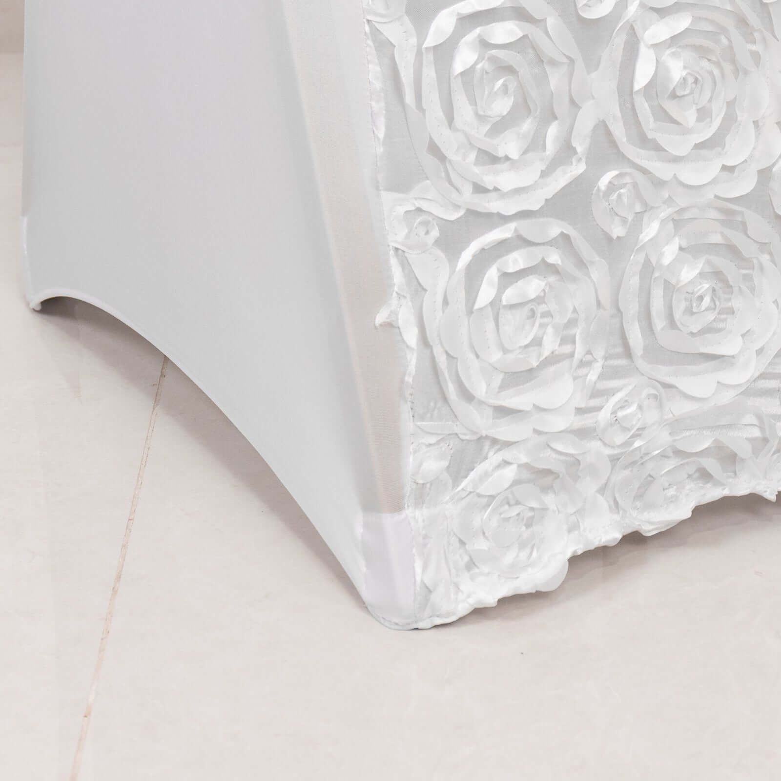 Satin Rosette Chair Cover for Banquet Chairs White - Stylish Stretch Fitted Slip-On Design for Sophisticated Gatherings