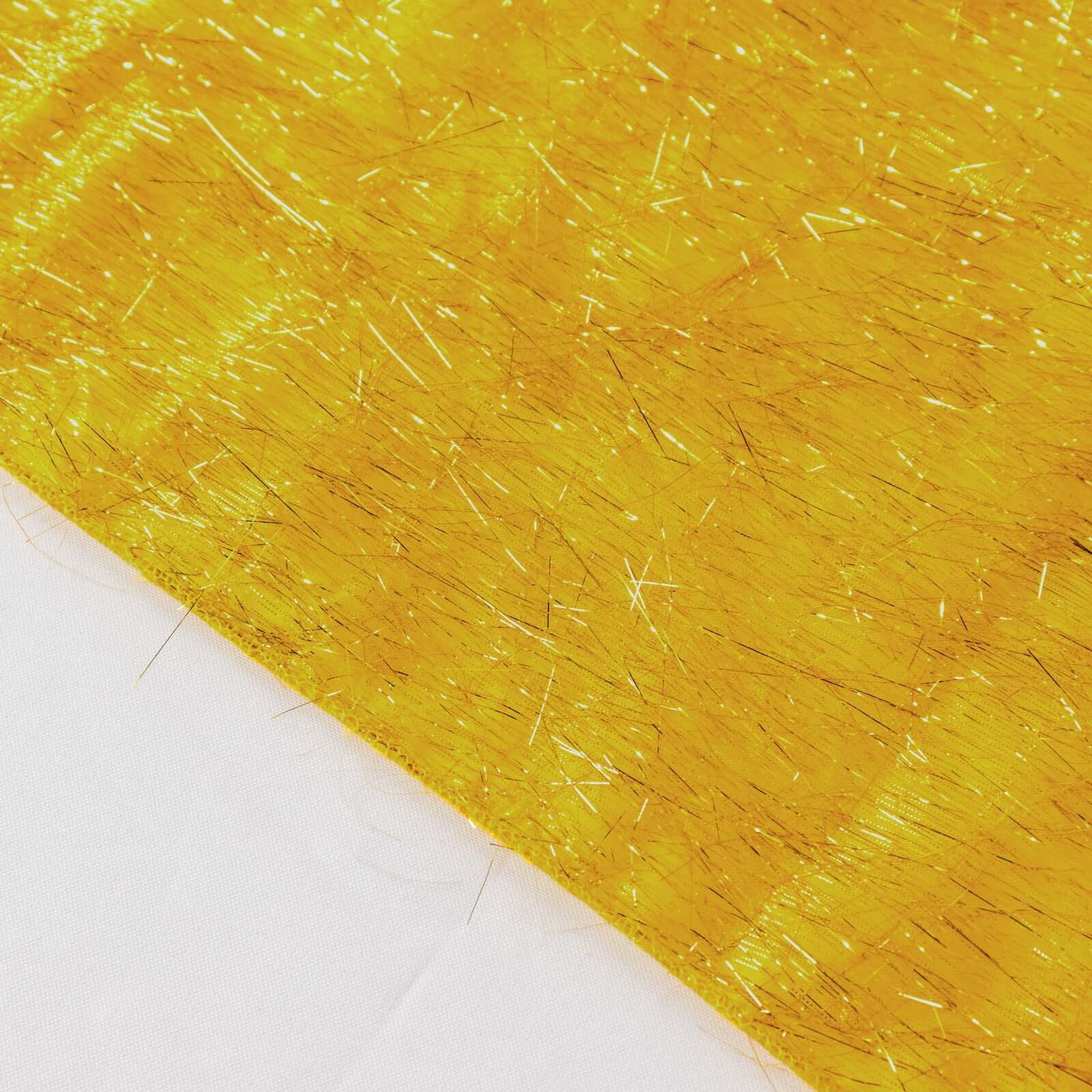 Polyester 120" Round Gold Tablecloth Metallic Fringe Shag Tinsel Design Table Cover for Weddings & Events