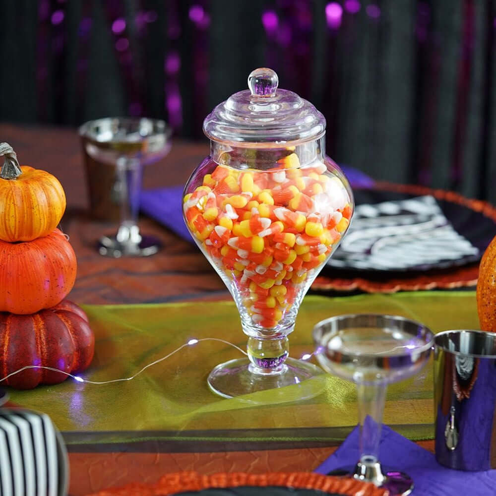 Set of 3 Glass Candy Jars Modern Apothecary Design Clear with Snap-On Lids - Stylish Party Favor Containers 9"/13"/14"