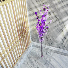 Glass Trumpet Floor Vase Reversible Clarinet Style Clear - Decorative Flower Centerpiece for Events 40"