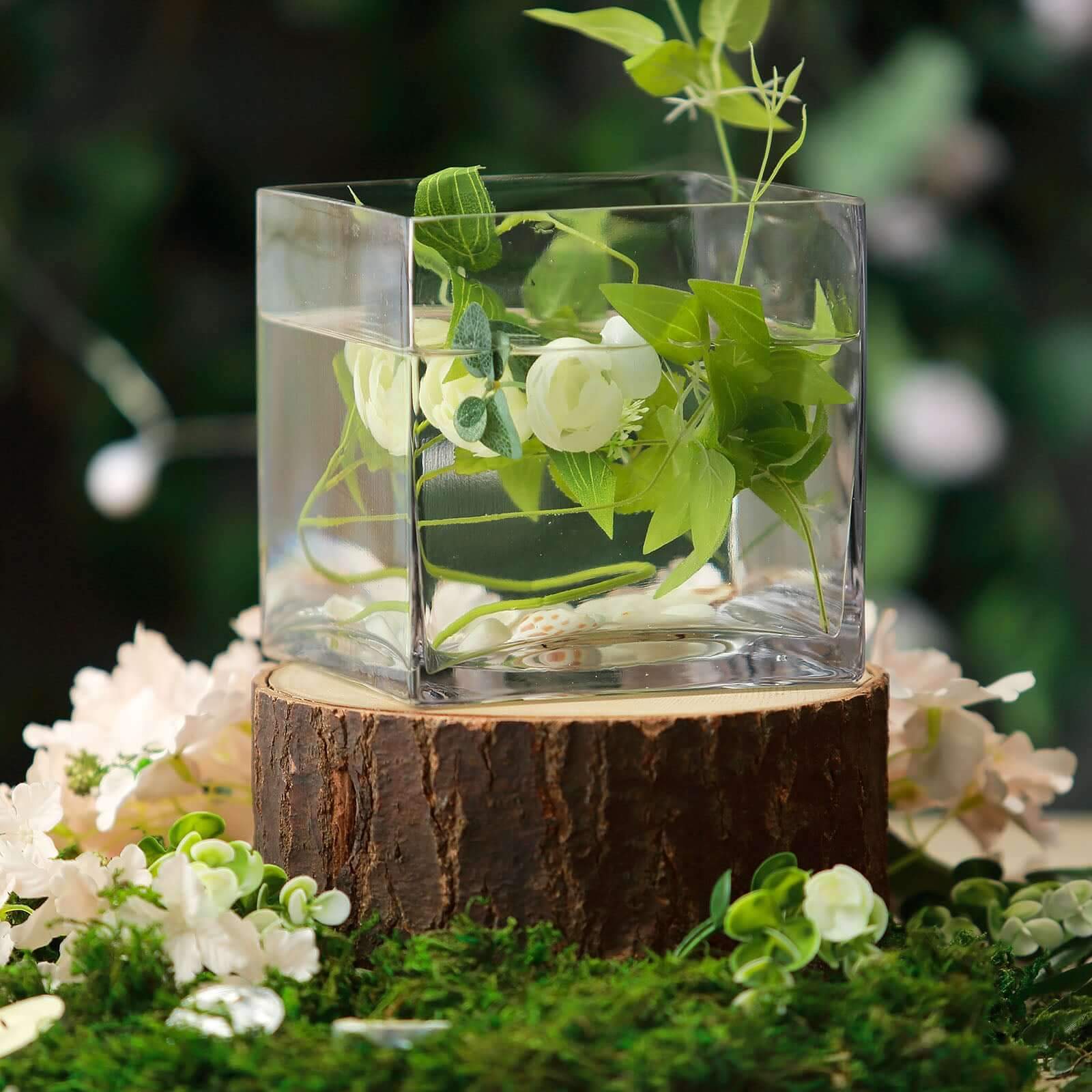 6-Pack Glass Flower Vases Heavy Duty Clear - Premium Table Centerpieces for Weddings 6"