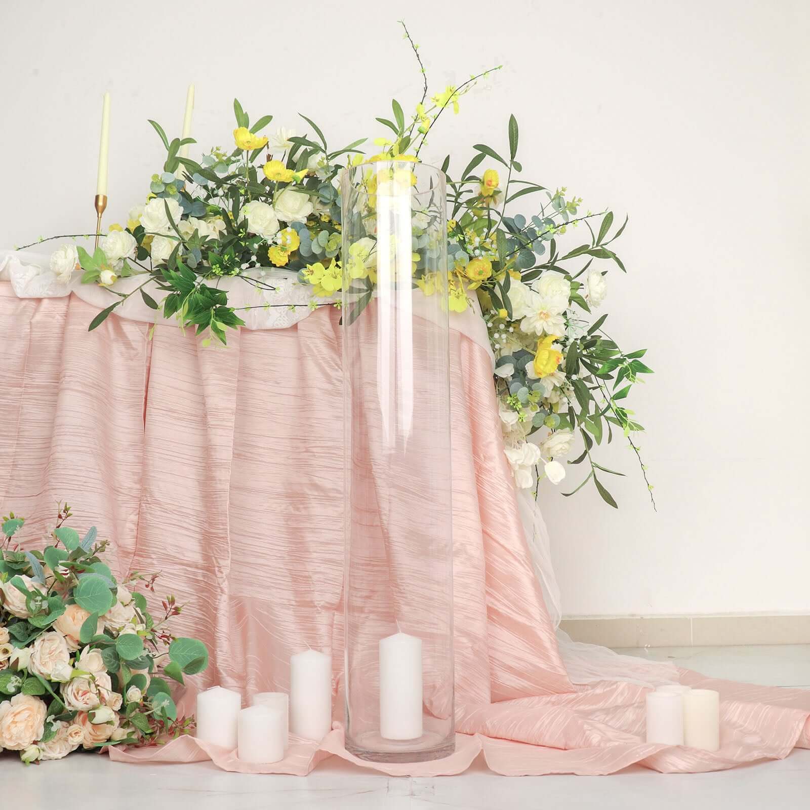 2-Pack Glass Flower Vases Cylinder Design Heavy Duty Clear - Stylish Centerpieces for Weddings 32"