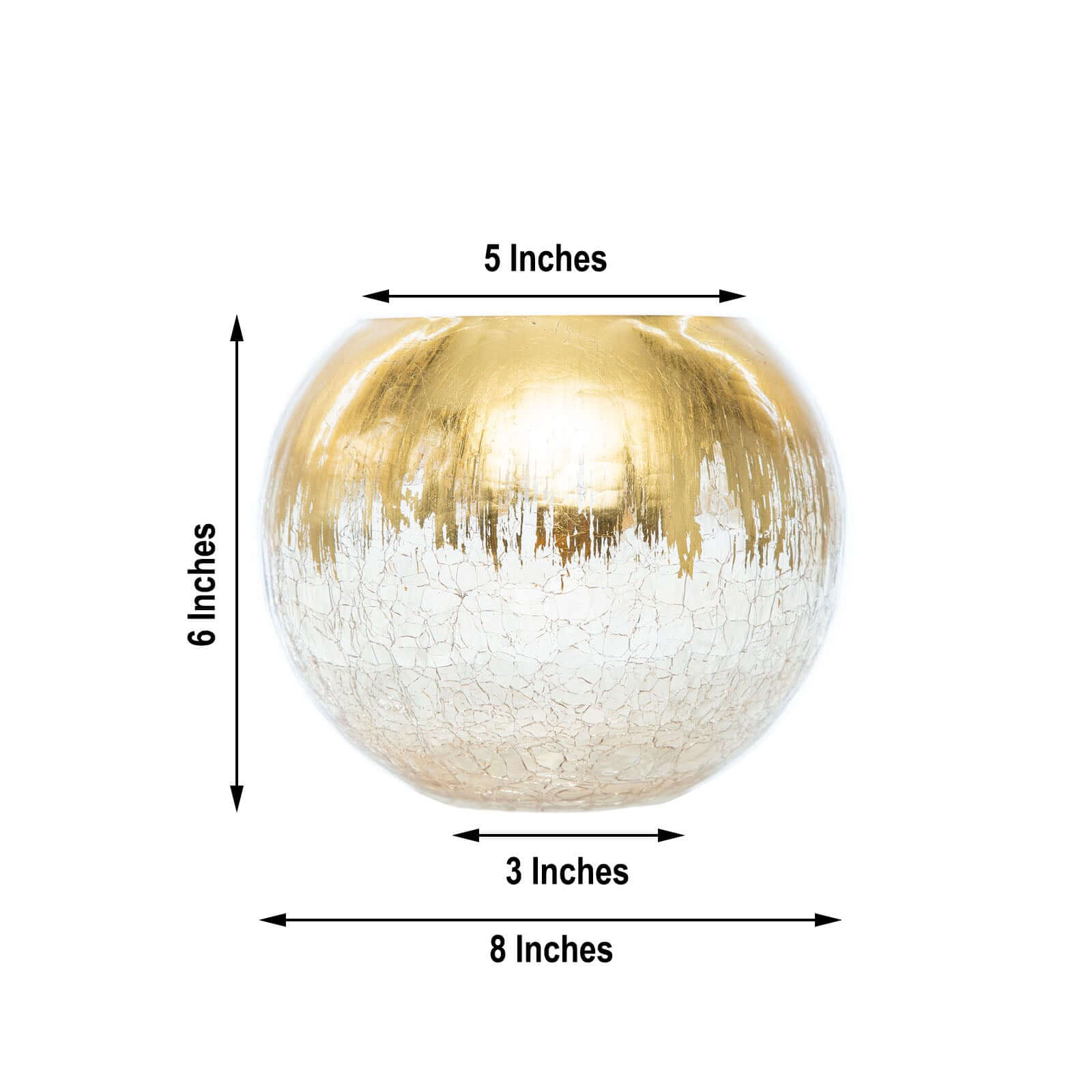 Glass Flower Vase Gold Foiled Crackle Bubble - Decorative Floral Centerpiece for Tables 6"