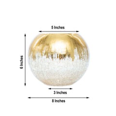 Glass Flower Vase Gold Foiled Crackle Bubble - Decorative Floral Centerpiece for Tables 6"