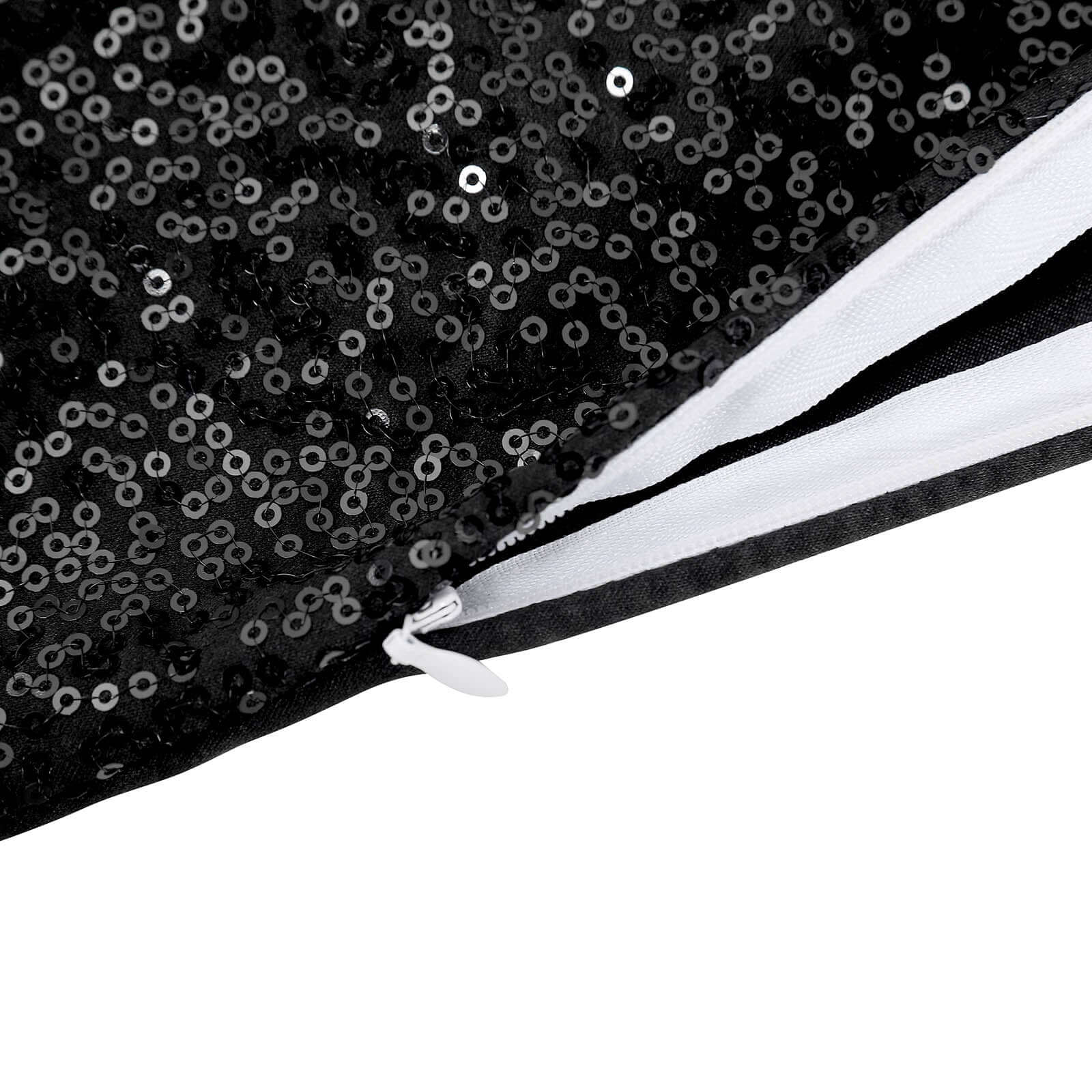 2 Pack 18"x18" Sequin Throw Pillow Cover, Decorative Cushion Case - Square Black Sequin