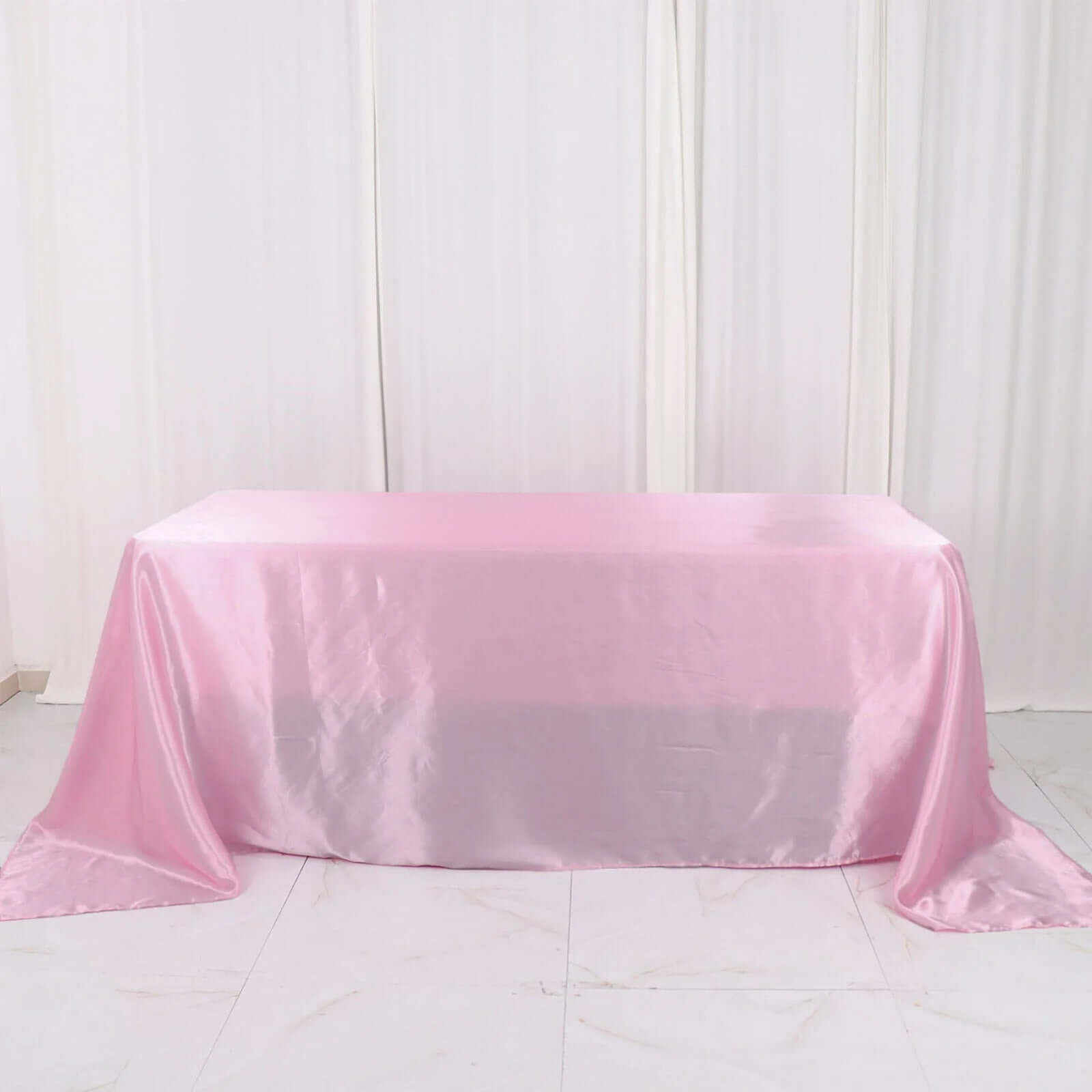 Satin Rectangular 90"x132" Tablecloth Pink Satin - Seamless Table Cover