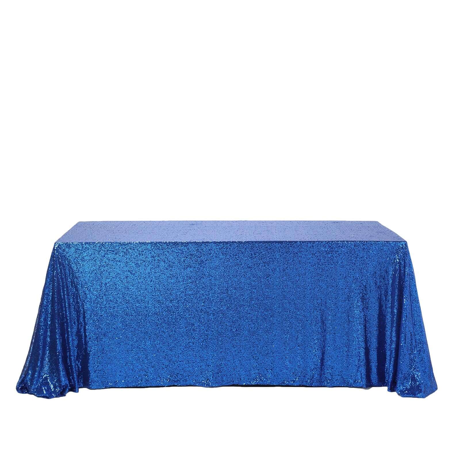 Sequin 90"x156" Rectangle Tablecloth Royal Blue - Seamless Twinkling Table Cover