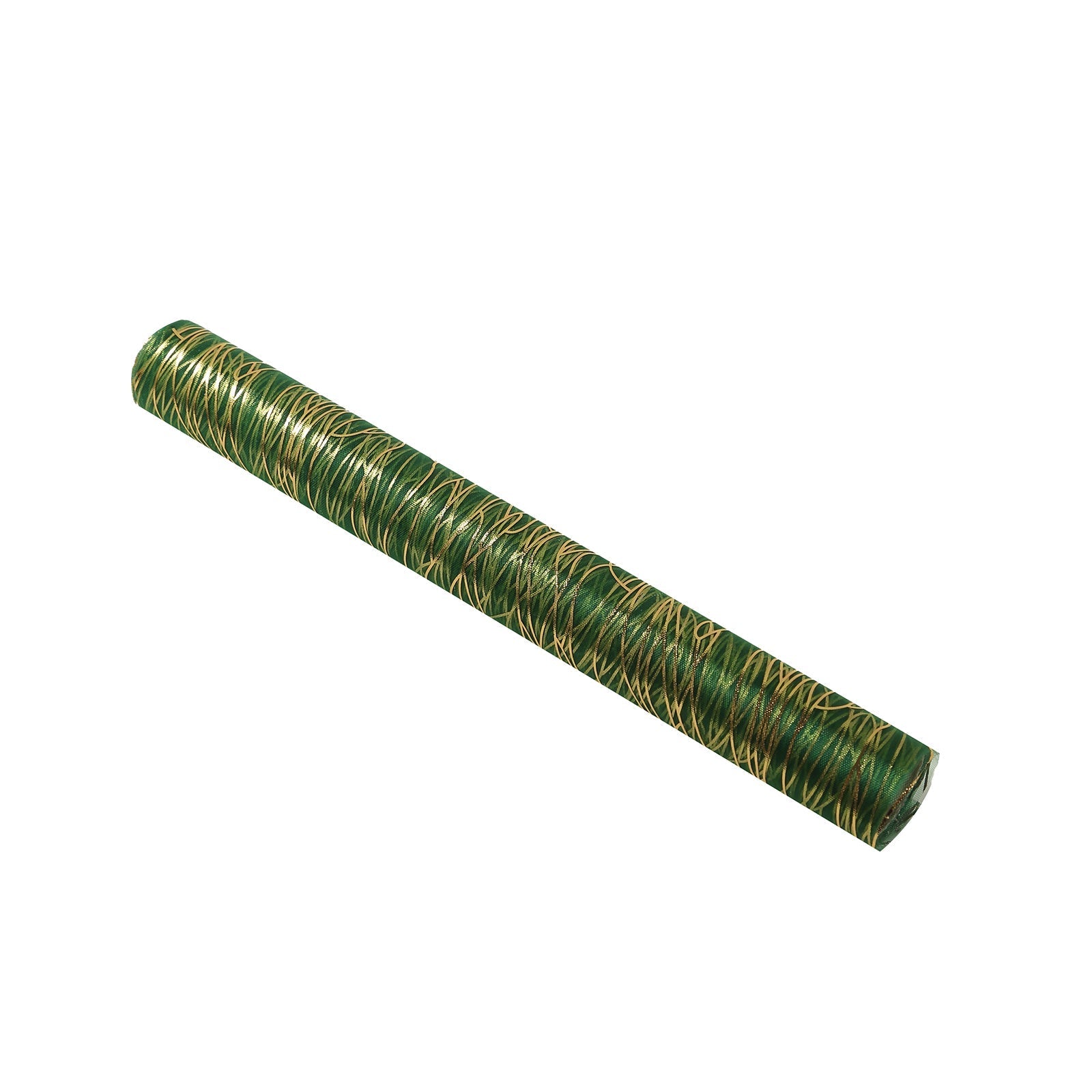5 Pack Organza 12"x108" Table Runners Hunter Emerald Green - Gold Wave Design