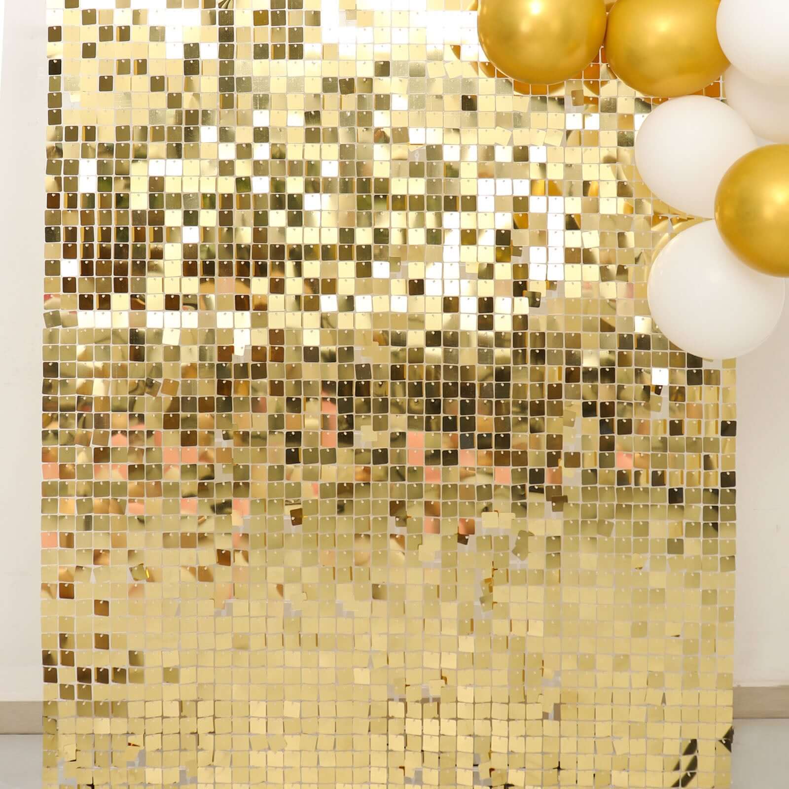 10sq.ft Shiny Gold Square Sequin Shimmer Wall Party Photo Backdrop, Active Spangle Wall Art Décor Panels - 10 Panels