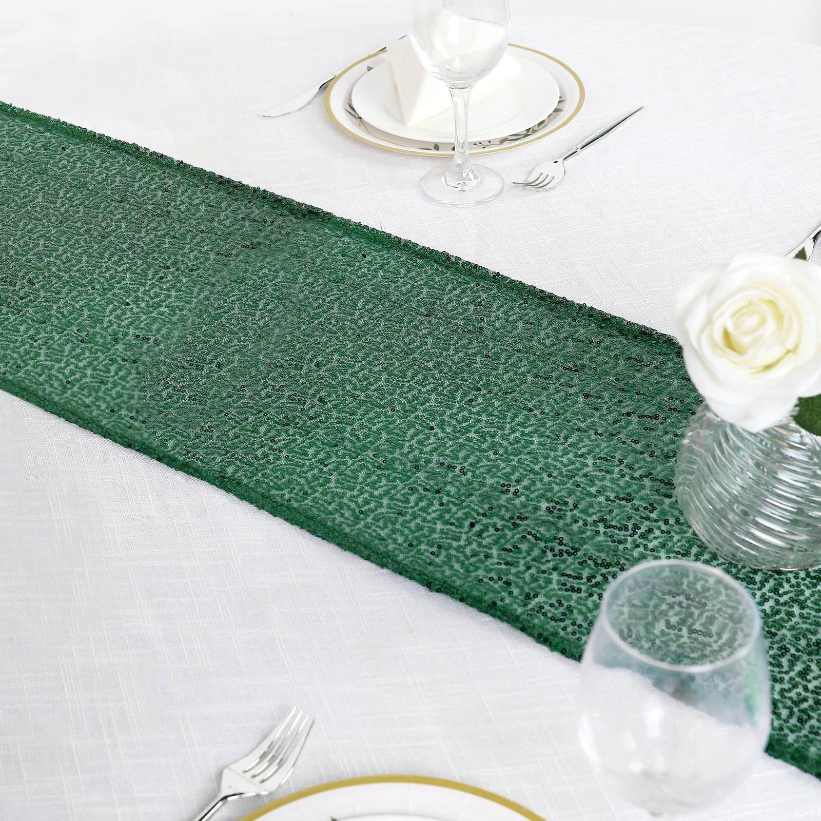 Sequin 12"x108" Table Runner Hunter Emerald Green - Glittering Design