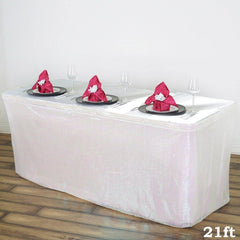 Sequin 21ft Table Skirt White Iridescent - Glitzy Design for Upscale Occasions