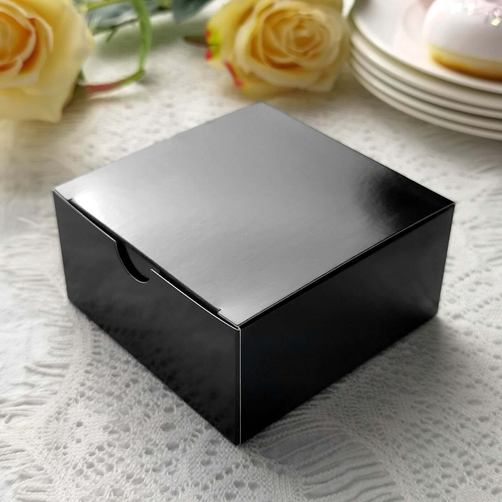 100 Pack 4"x4"x2" Black Cake Cupcake Party Favor Gift Boxes, DIY